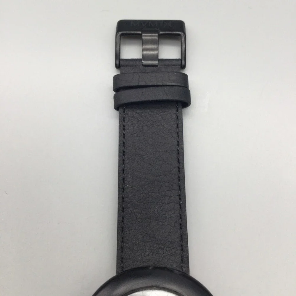 Timex Mens Watch 44mm Black Dial Black Leather Strap Neon Hands New Battery